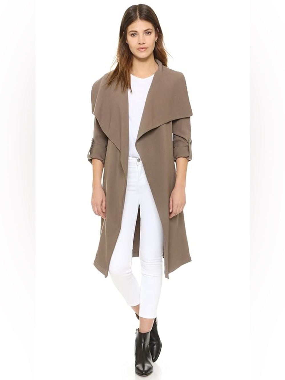 🌿🌼 Soia & Kyo Ornella Long Transitional Trench Coat Taupe XXS Minimalist Capsule